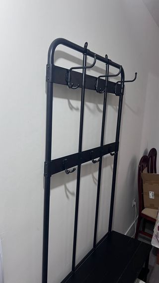 Mueble Perchero Zapatero Negro