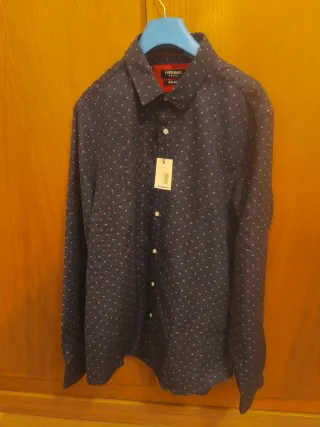 Camisa Yves Enzo Azul Estampada Talla L