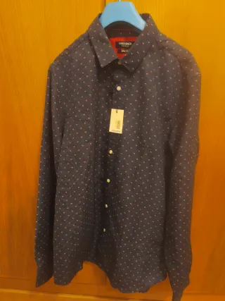 Camisa Yves Enzo Azul Estampada Talla L