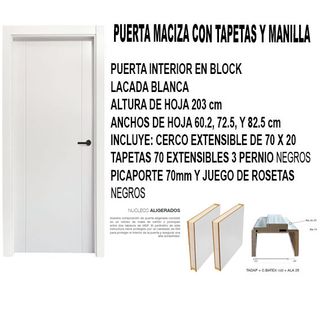 PUERTA LACADA BLANCA MACIZA ALIGERADA