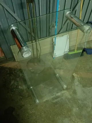 Mesa de centro cristal y metal