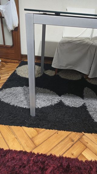 Mesa Comedor Cristal Negro y Metal