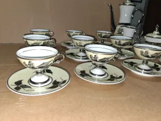 Juego 10 Tazas Cerámica Beige y Negro