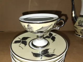 Juego 10 Tazas Cerámica Beige y Negro