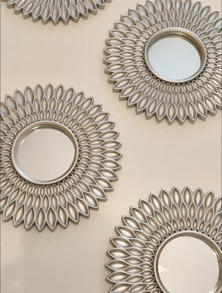 4 Espejos Decorativos Plateados