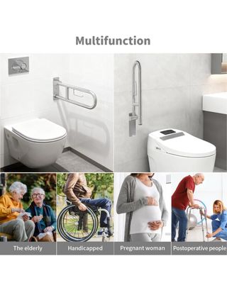 Maniglione Bagno Disabili 60cm con Portarotolo