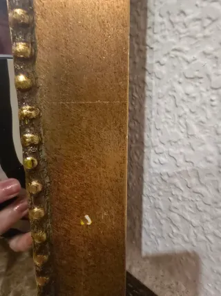 Espejo decorativo dorado con ángel. 50 cm barroco