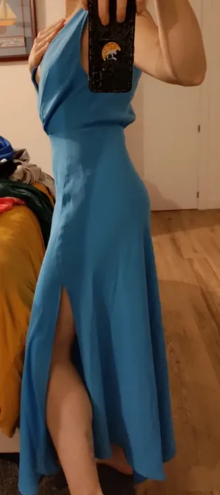 Vestido fiesta Mango azul