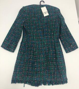 Vestido Zara Tweed Verde Talla M