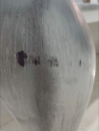 Lote Jarrón y Bola Decorativa Plateada