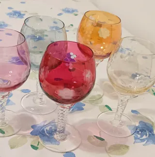 Set 5 Calici Vetro Colorato Vintage
