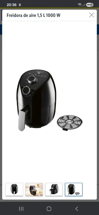 Freidora de aire Silvercrest 1,5L 1000W