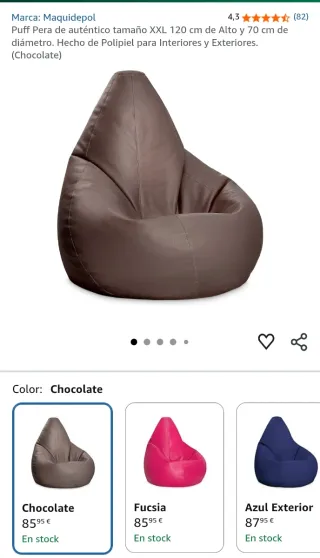 Puff pera Maquidepol marrón polipiel