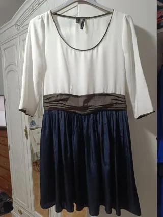 Vestido Mango Blanco y Azul