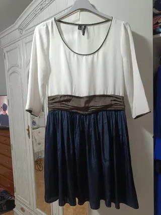 Vestido Mango Blanco y Azul