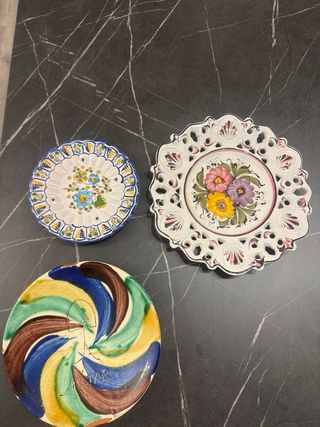 Juego de 3 Platos Decorativos Cerámica