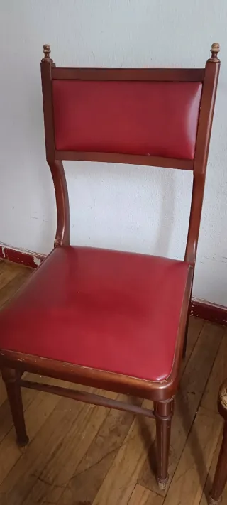 Juego de 2 sillas de comedor de madera y cuero