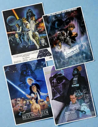 Lote Posters Trilogía Star Wars + Darth Vader