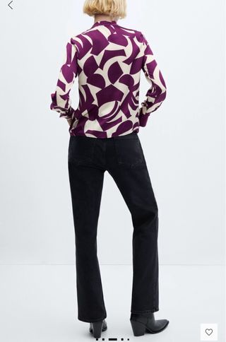 Blusa Mango Satinada Estampada Talla M