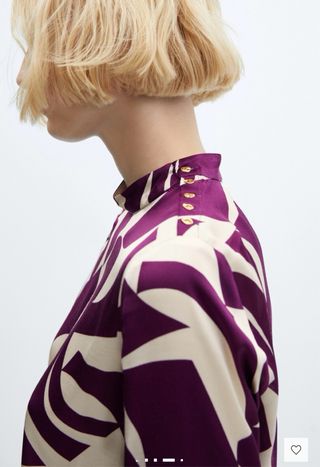 Blusa Mango Satinada Estampada Talla M