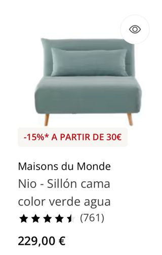 Nio Sillón Cama Verde Agua Maisons du Monde
