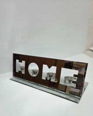 Expositor portavelas HOME cristal y metal