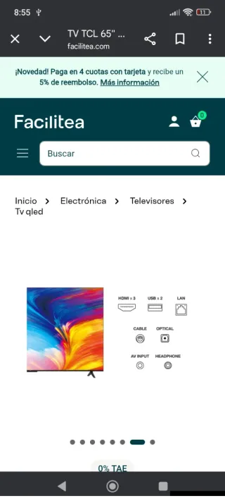 Televisor TCL 65 pulgadas Smart TV Android 65P635