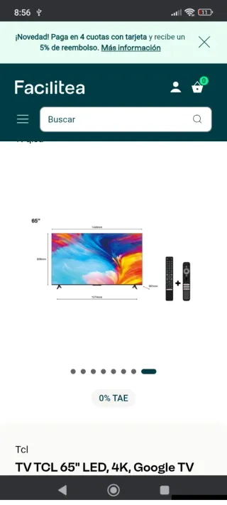Televisor TCL 65 pulgadas Smart TV Android 65P635
