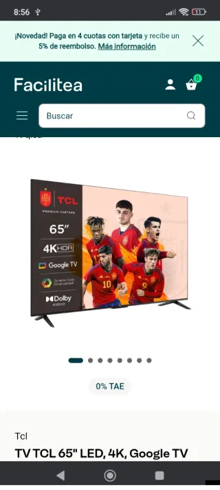 Televisor TCL 65 pulgadas Smart TV Android 65P635