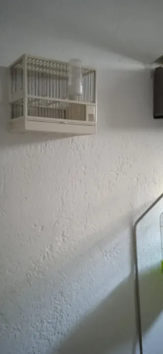 Jaula para pájaros blanca y roja