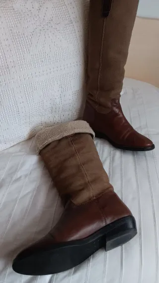 Botas de piel altas marrones y beige