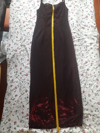 Vestido fiesta largo rojo y negro