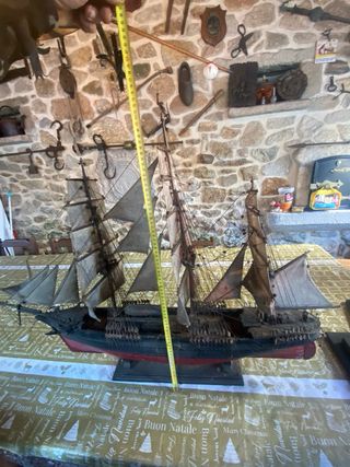 Maqueta de barco goleta o bergantín antigua