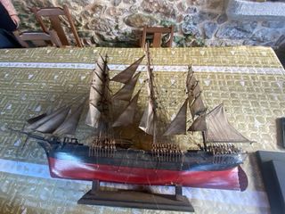 Maqueta de barco goleta o bergantín antigua