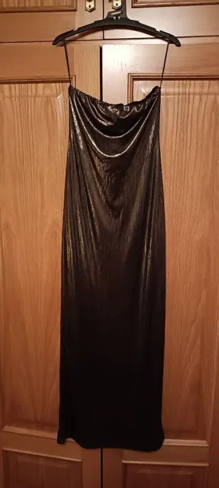 Vestido fiesta dorado y negro