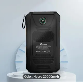 Batería Solar 20000mAh Camping Negro NUEVO