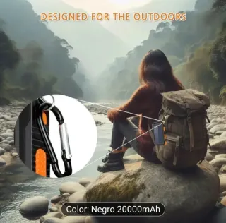 Batería Solar 20000mAh Camping Negro NUEVO