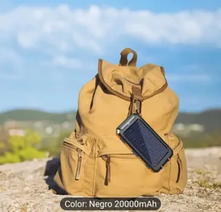 Batería Solar 20000mAh Camping Negro NUEVO