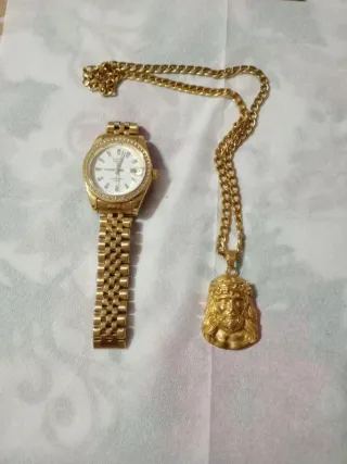 Orologio LIGE e Collana con Cristo Oro