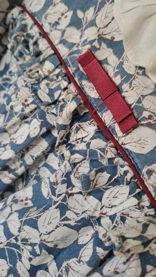 Conjunto vestido y ranita floral azul 12m