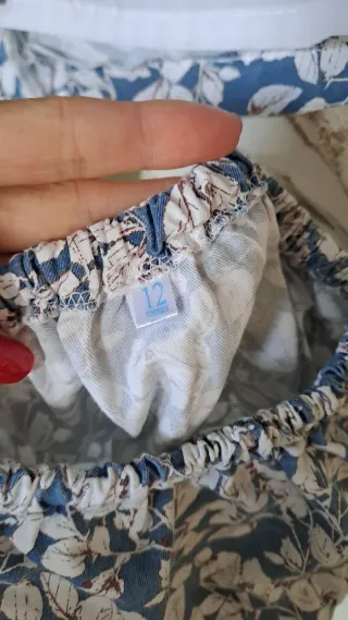 Conjunto vestido y ranita floral azul 12m