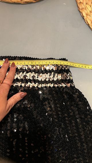 Gonna paillettes vintage nera e oro