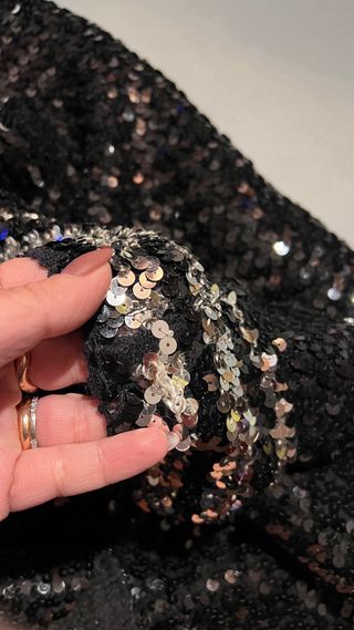 Gonna paillettes vintage nera e oro