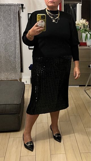 Gonna paillettes vintage nera e oro