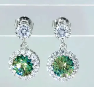 Conjunto Plata y Moissanitas 3 CT Verdes