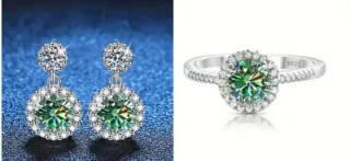 Conjunto Plata y Moissanitas 3 CT Verdes