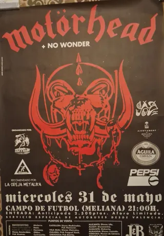Cartel concierto Motorhead + No Wonder