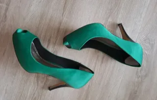 Zapatos de tacón Blanco verdes y fucsias