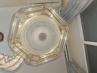 Lámpara elegante cristal y metal dorada