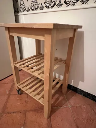 Mesa carrito auxiliar cocina Ikea abedul y ruedas